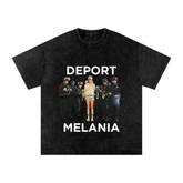 DEPORT MELANIA Cult of Gods Arrest Graphic Tee Snow Washed Oversized Cotton T-Shirt