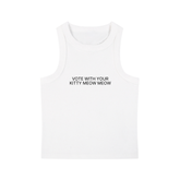 Vote With Your Kitty Meow Meow Tank Top, White