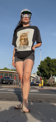Vote with Your Kitty Meow Meow Snow Washed Oversized Cotton T-Shirt