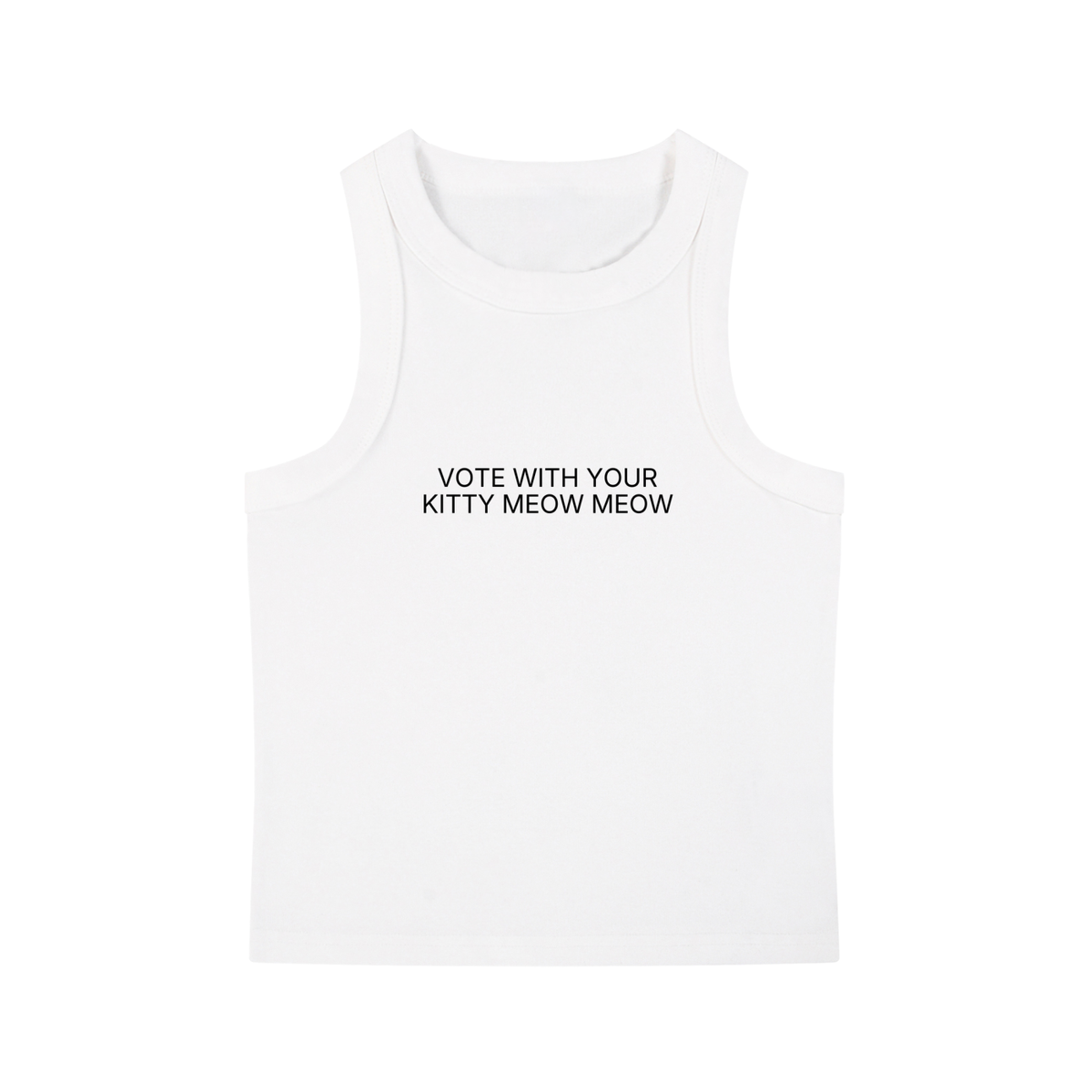 Vote With Your Kitty Meow Meow Tank Top, White