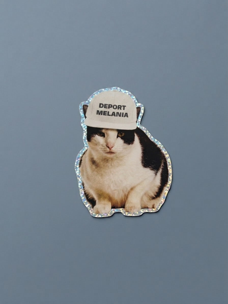 Deport Melania Cat Vinyl Glitter Sticker