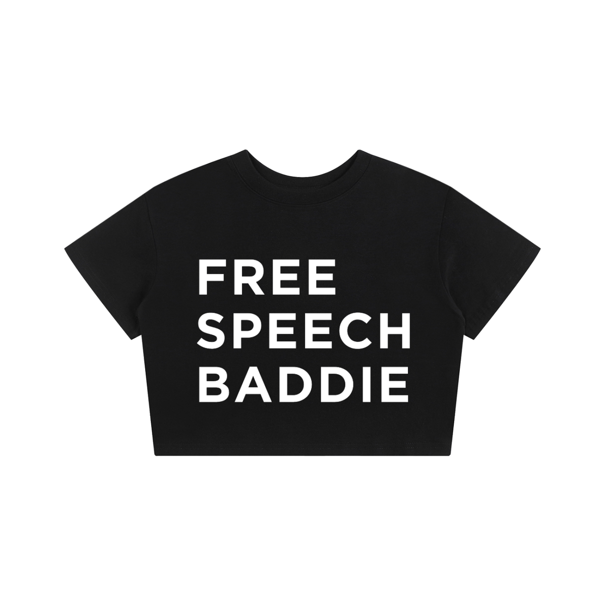 FREE SPEECH BADDIE Crop Tee Seamless T-Shirt BLACK